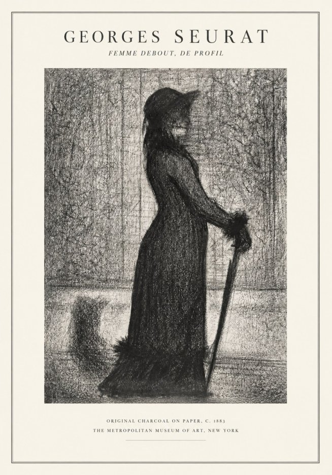 Seurat Femme Debout, De Profil No1 - Póster