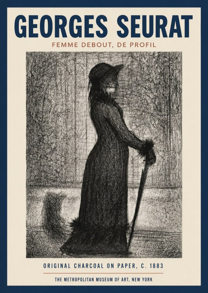 Seurat Femme Debout, De Profil No2 - Póster