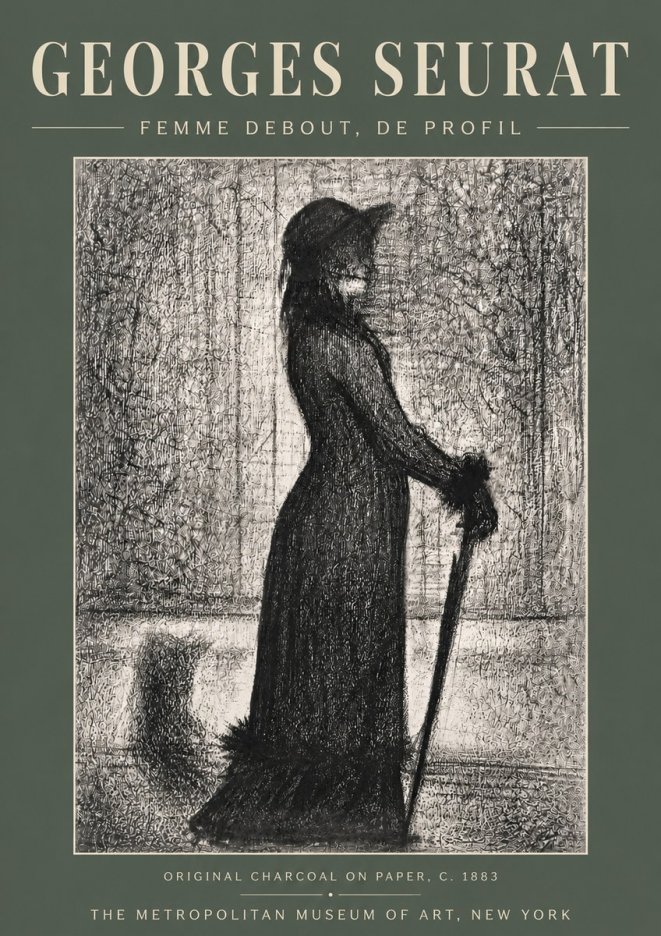 Seurat Femme Debout, De Profil No5 - Póster