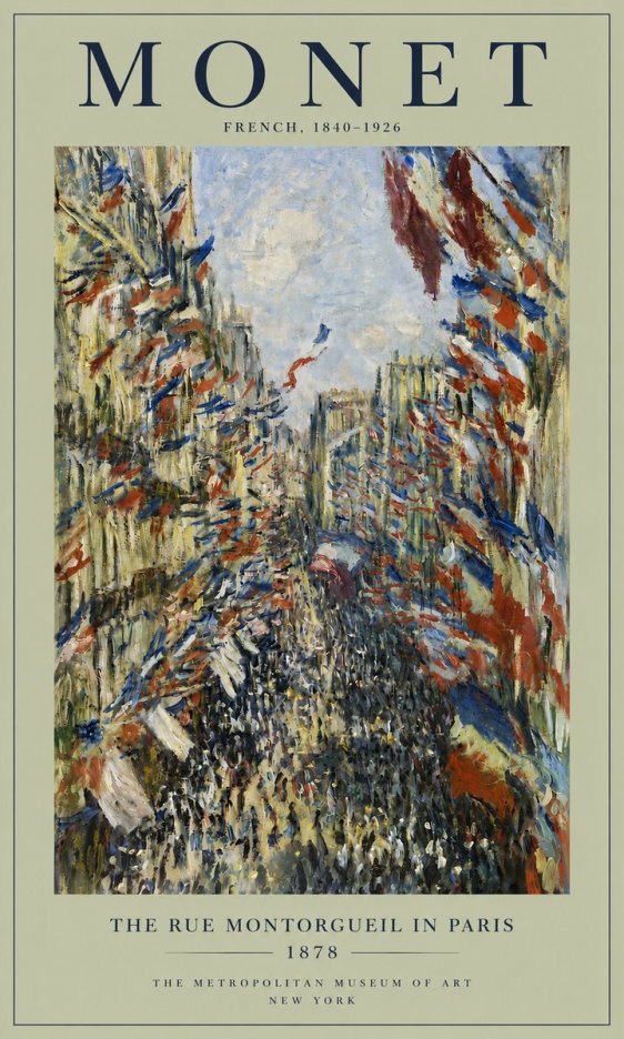 Monet The Rue Montorgueil in Paris No4 - Póster