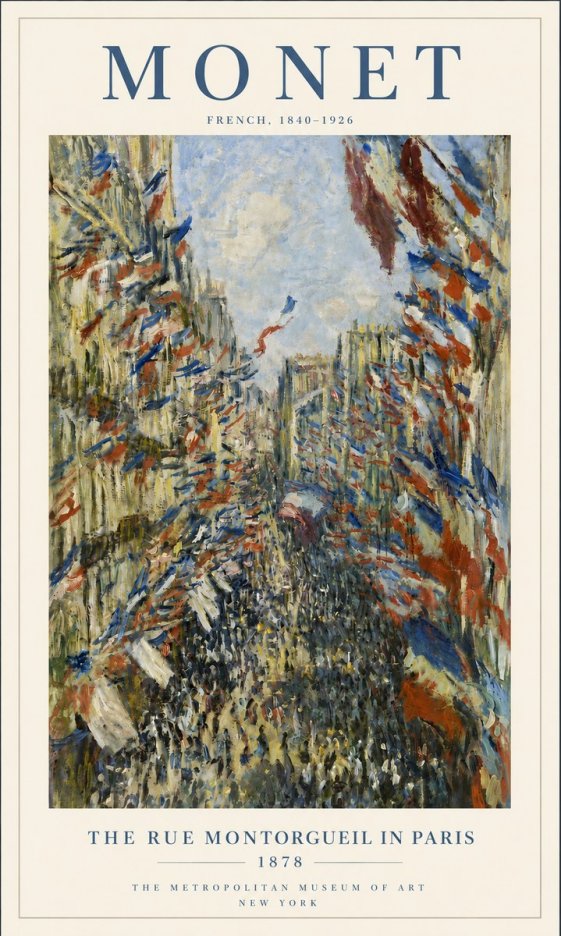 Monet The Rue Montorgueil in Paris No5 - Póster