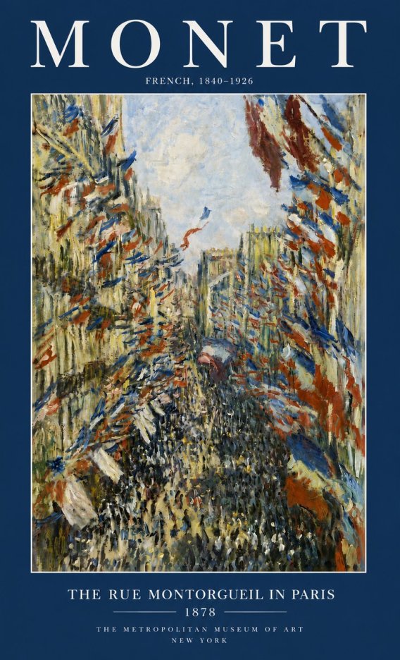 Monet The Rue Montorgueil in Paris No6 - Póster