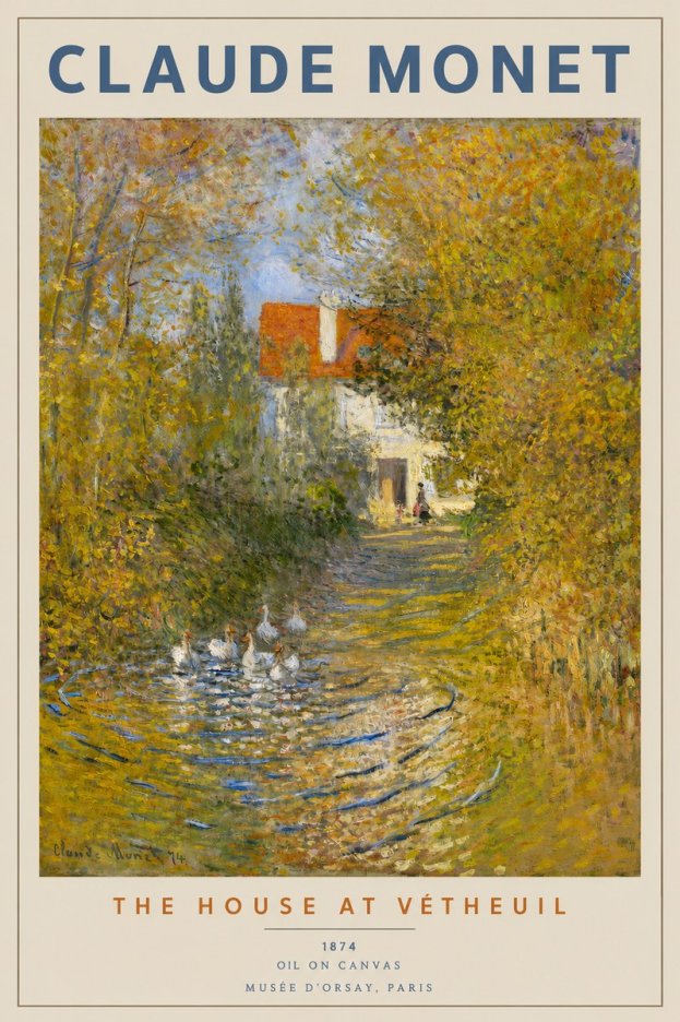 Monet The House at Vétheuil No2 - Póster