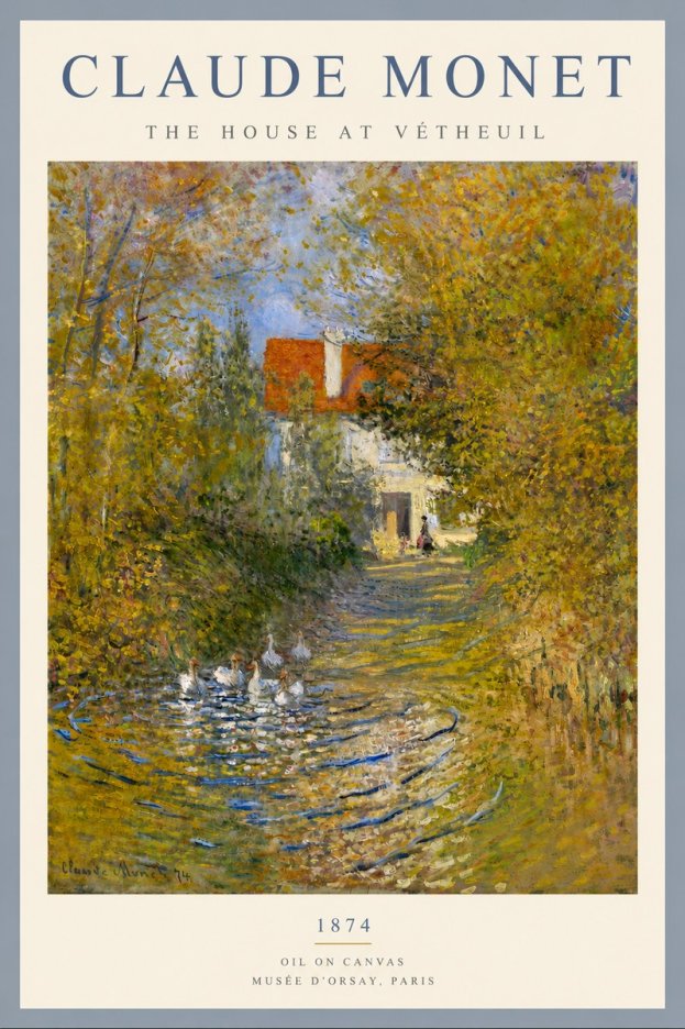 Monet The House at Vétheuil No6 - Póster
