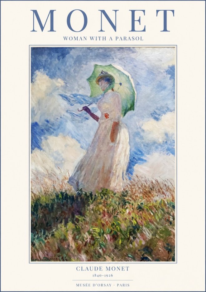 Monet Woman with a Parasol No1 - Póster