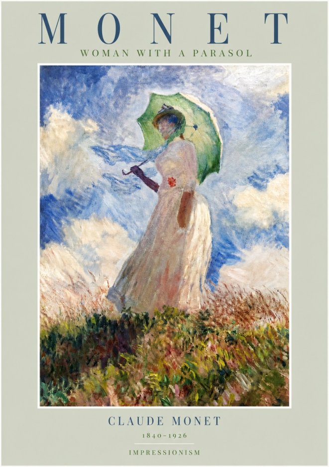 Monet Woman with a Parasol No4 - Póster