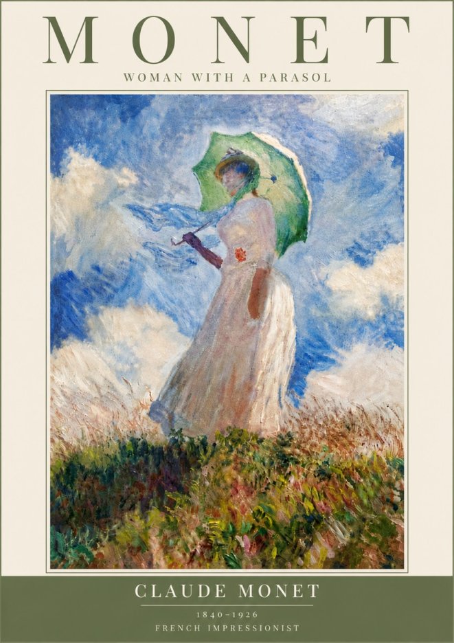 Monet Woman with a Parasol No6 - Póster