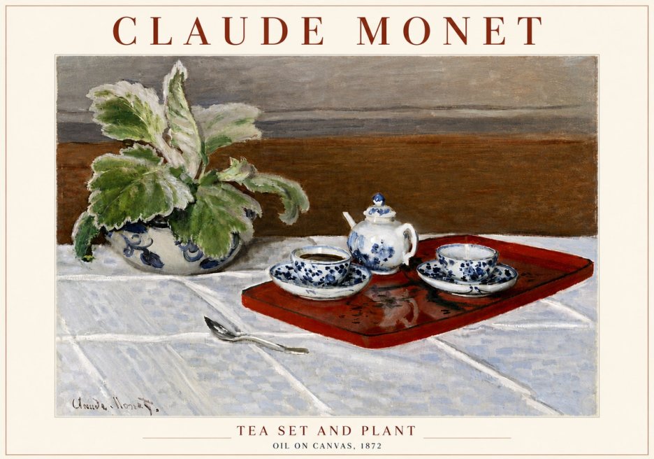 Monet Tea Set and Plant No5 - Póster
