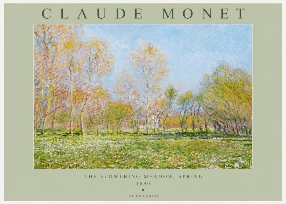 Monet The Flowering Meadow, Spring No4 - Póster