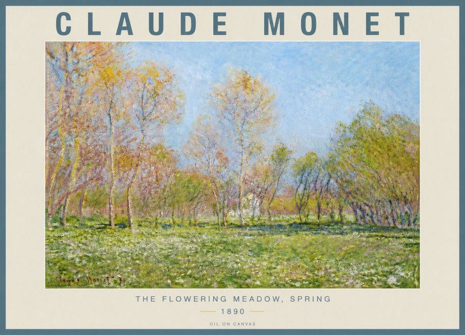 Monet The Flowering Meadow, Spring No5 - Póster