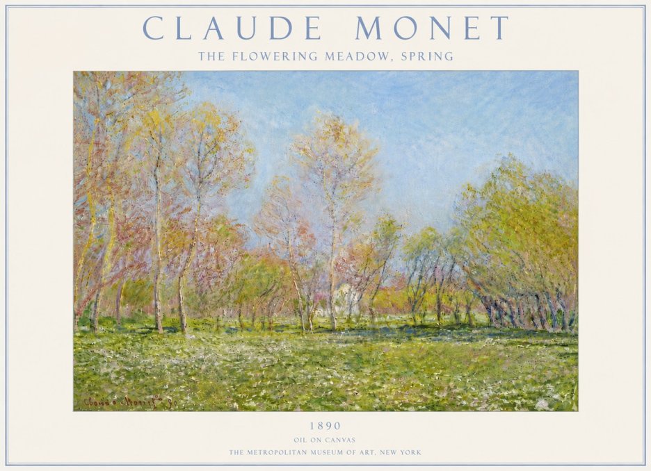 Monet The Flowering Meadow, Spring No6 - Póster