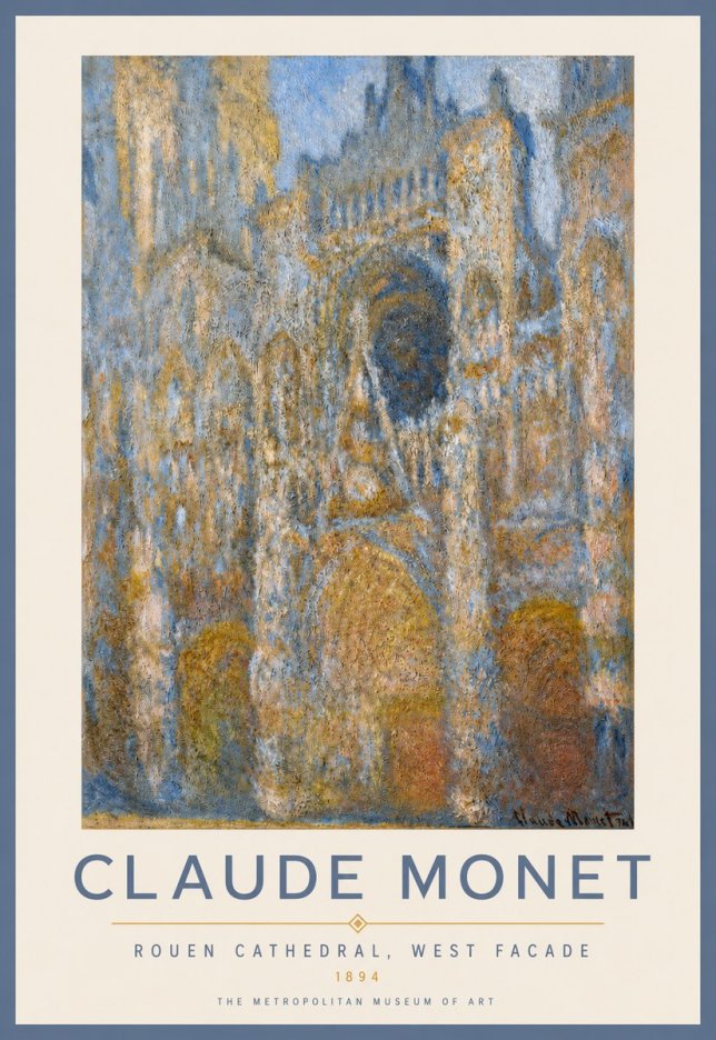 Monet Rouen Cathedral, West Facade No2 - Póster