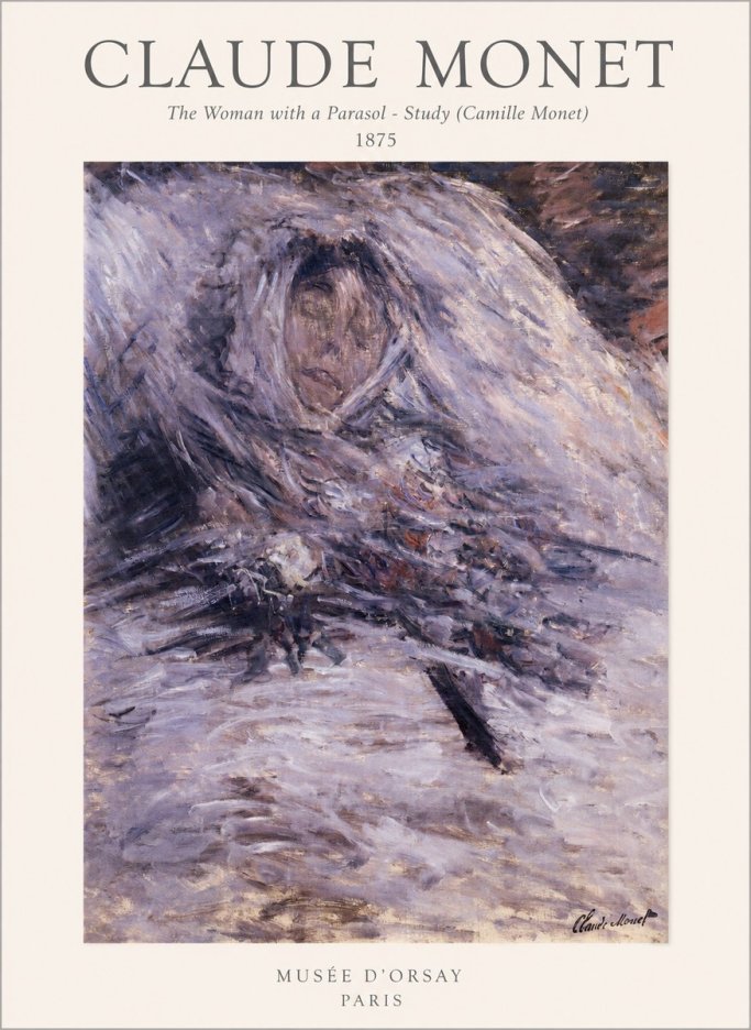 Monet The Woman with a Parasol - Study (Camille Monet) No1 - Póster