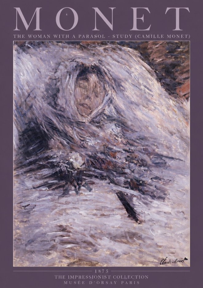 Monet The Woman with a Parasol - Study (Camille Monet) No2 - Póster