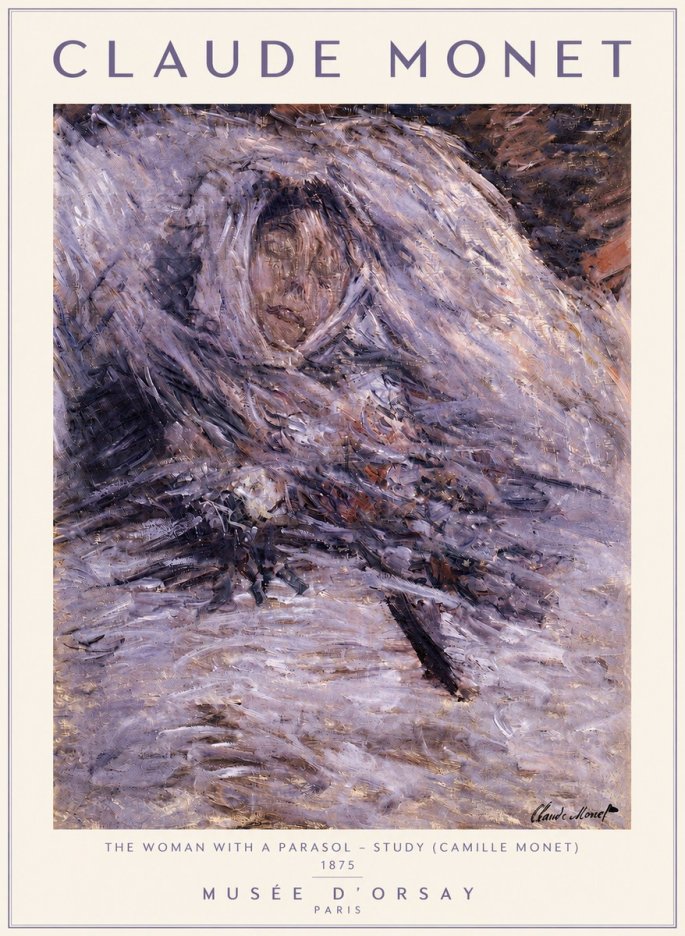 Monet The Woman with a Parasol - Study (Camille Monet) No4 - Póster
