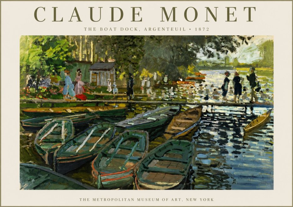 Monet The Boat Dock, Argenteuil No3 - Póster
