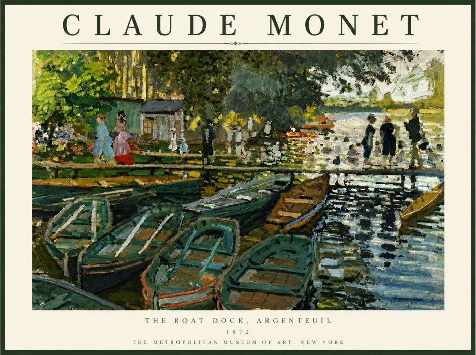 Monet The Boat Dock, Argenteuil No6 - Póster