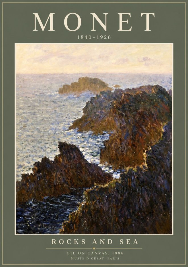 Monet Rocks and Sea No2 - Póster