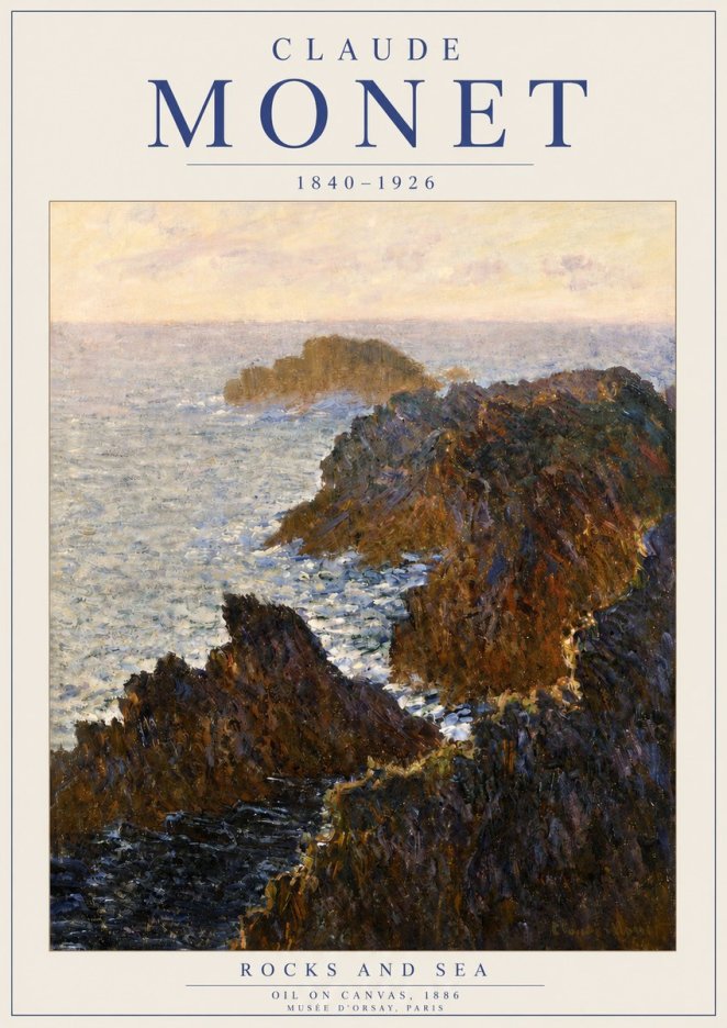 Monet Rocks and Sea No3 - Póster