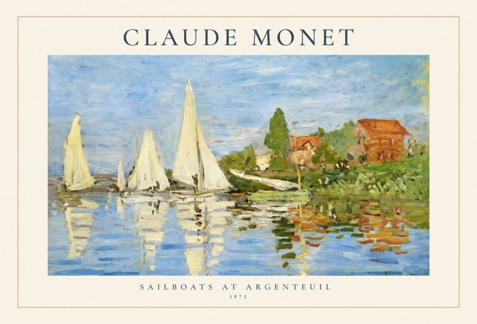 Monet Sailboats at Argenteuil No1 - Póster