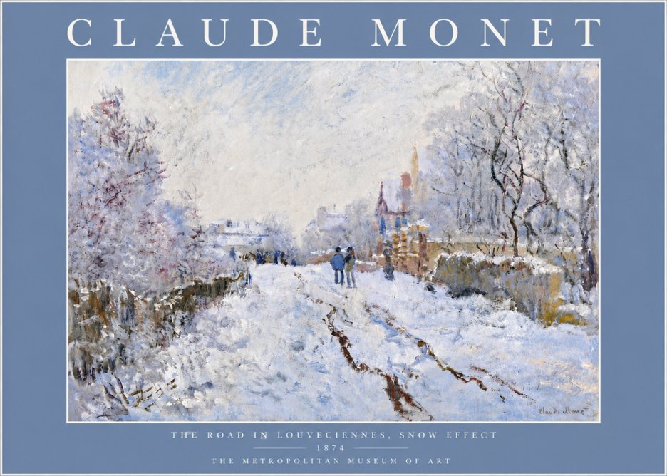 Monet The Road in Louveciennes, Snow Effect No6 - Póster