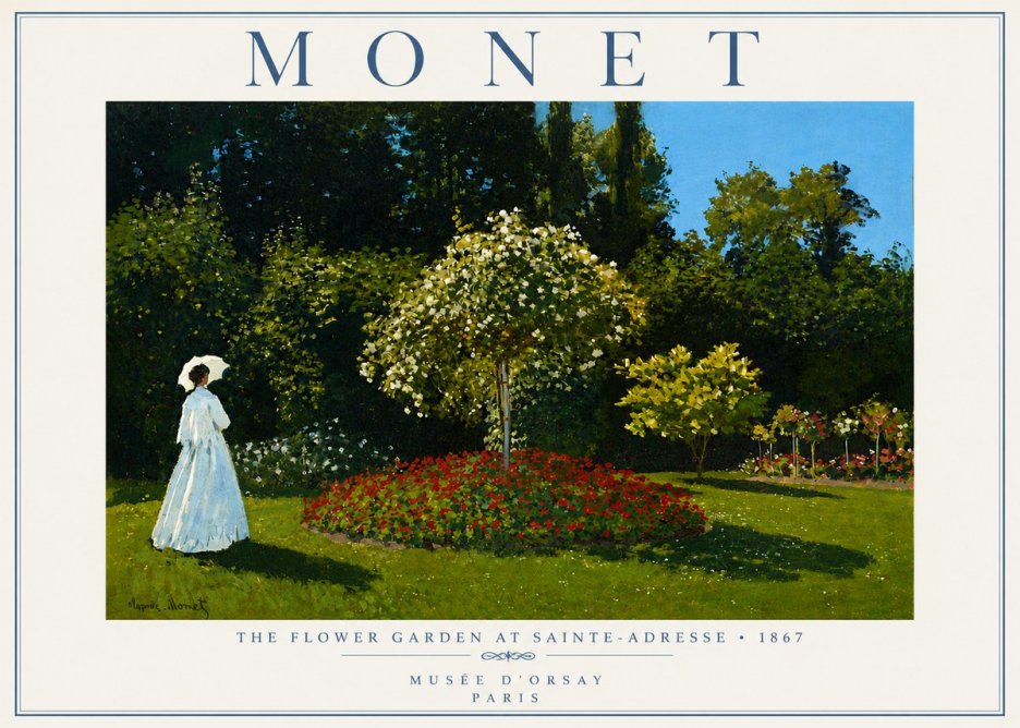 Monet The Flower Garden at Sainte-adresse No6 - Póster