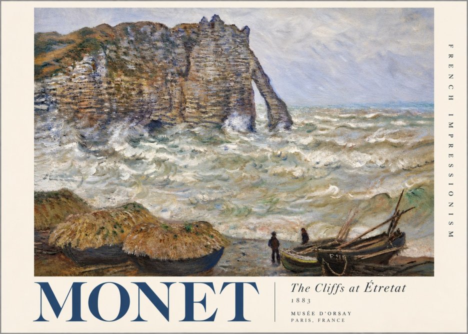 Monet The Cliffs at Etretat No4 - Póster