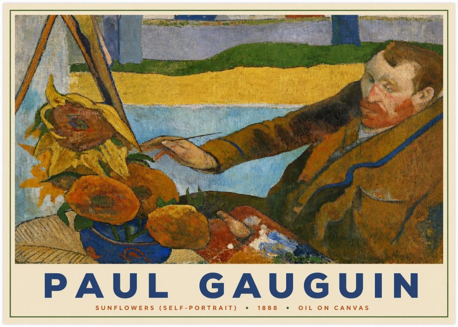 Paul Gauguin The Artist and His Sunflowers No5 - Póster