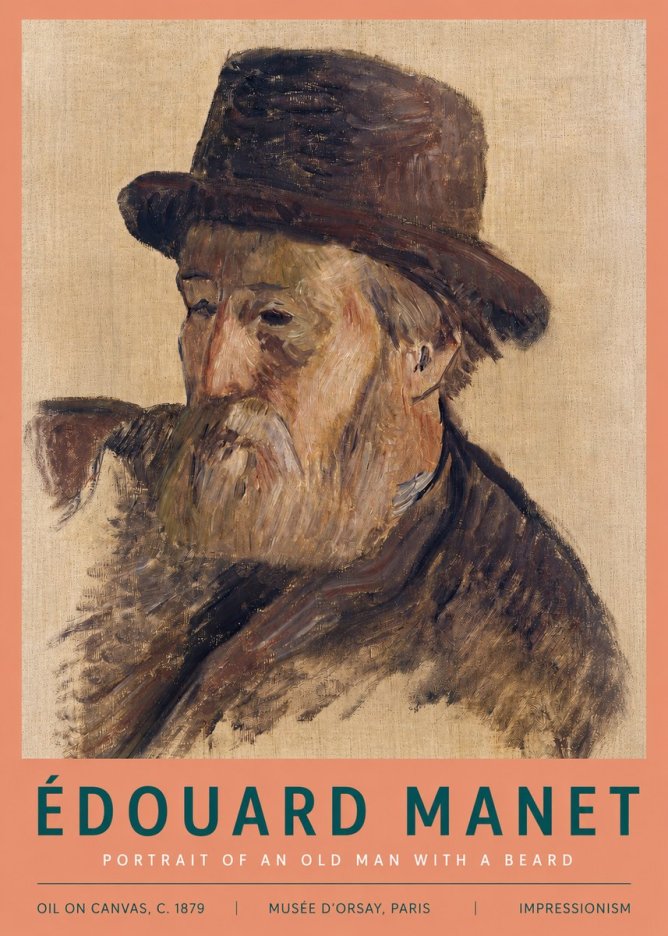 Édouard Manet Portrait of an Old Man with a Beard No3 - Póster