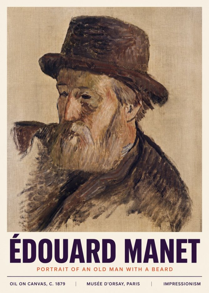 Édouard Manet Portrait of an Old Man with a Beard No4 - Póster