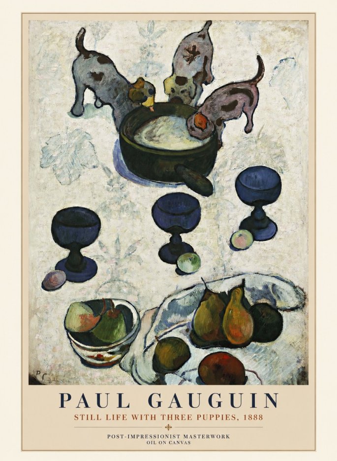 Paul Gauguin Still Life with Three Puppies, 1888 No1 - Póster