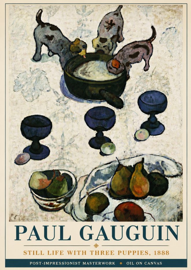 Paul Gauguin Still Life with Three Puppies, 1888 No5 - Póster