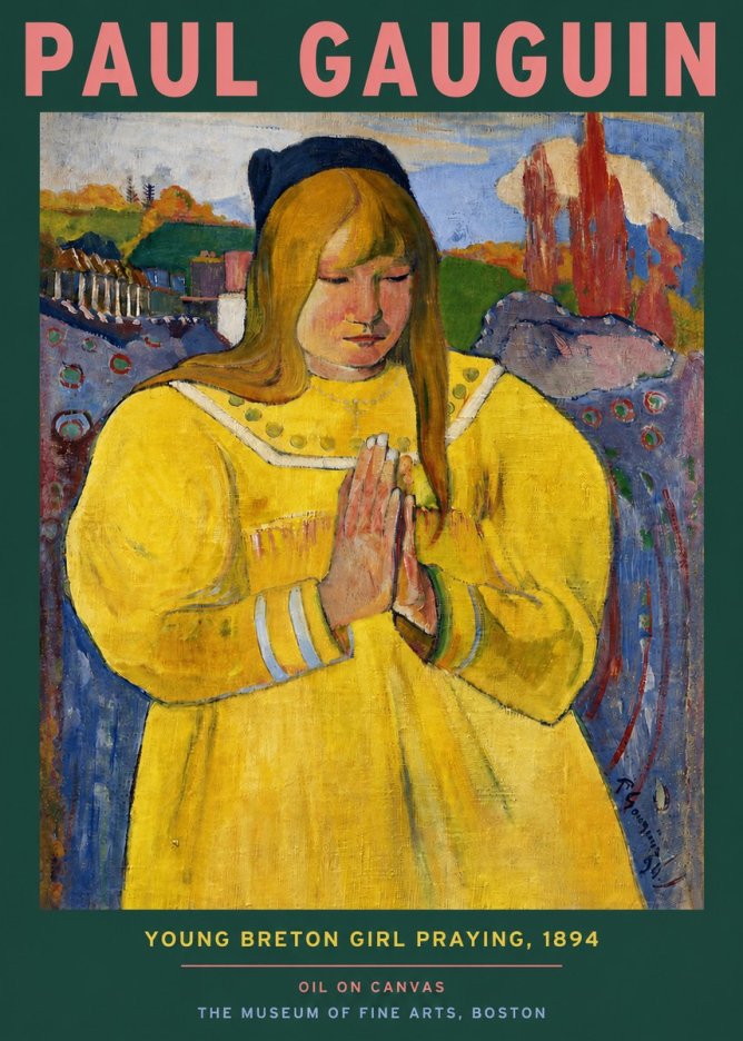 Paul Gauguin Young Breton Girl Praying, 1894 No3 - Póster