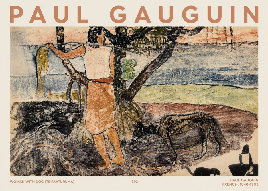 Paul Gauguin Woman with Dog (Te Faaturuma) No1 - Póster