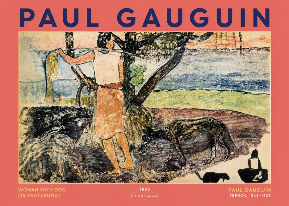 Paul Gauguin Woman with Dog (Te Faaturuma) No2 - Póster