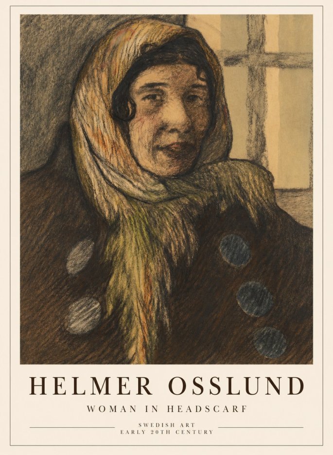 Helmer Osslund Portrait of a Woman No5 - Póster
