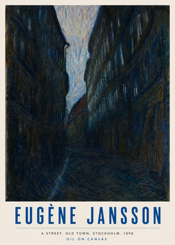 Eugène Jansson A Street. Old Town, Stockholm. 1898 No6 - Póster