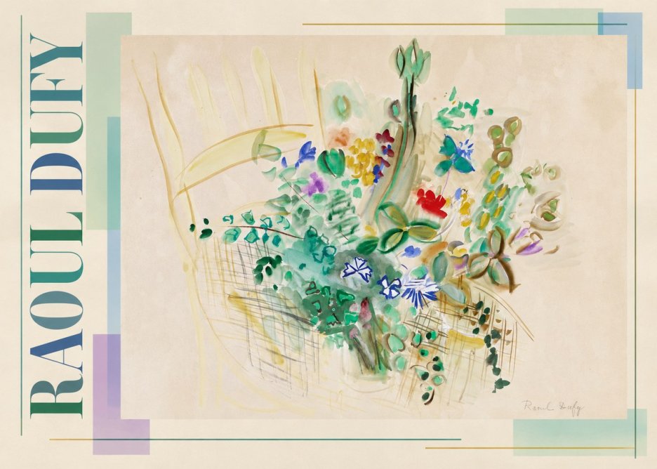 Raoul Dufy Bouquet in a Basket No3 - Póster