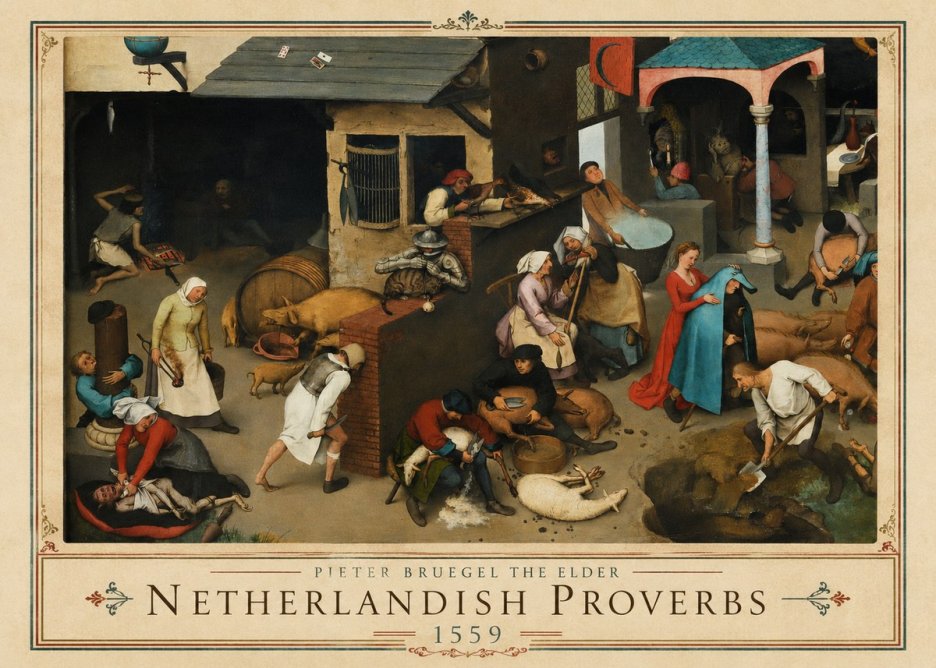 Pieter Bruegel Netherlandish Proverbs VI No1 - Póster