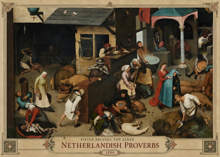 Pieter Bruegel Netherlandish Proverbs VI No2 - Póster