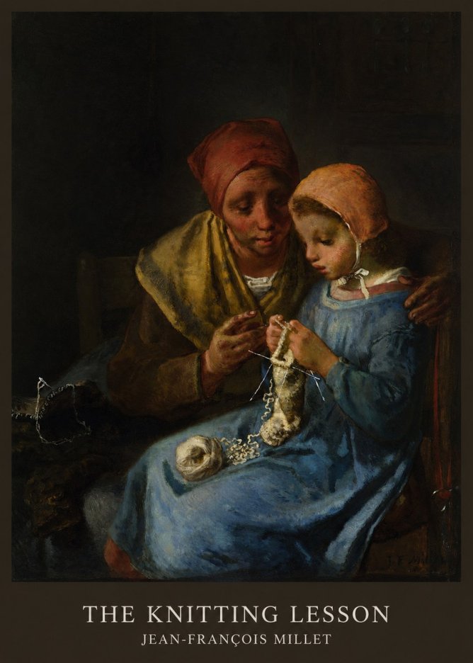 Jean-François Millet The Knitting Lesson I No5 - Póster