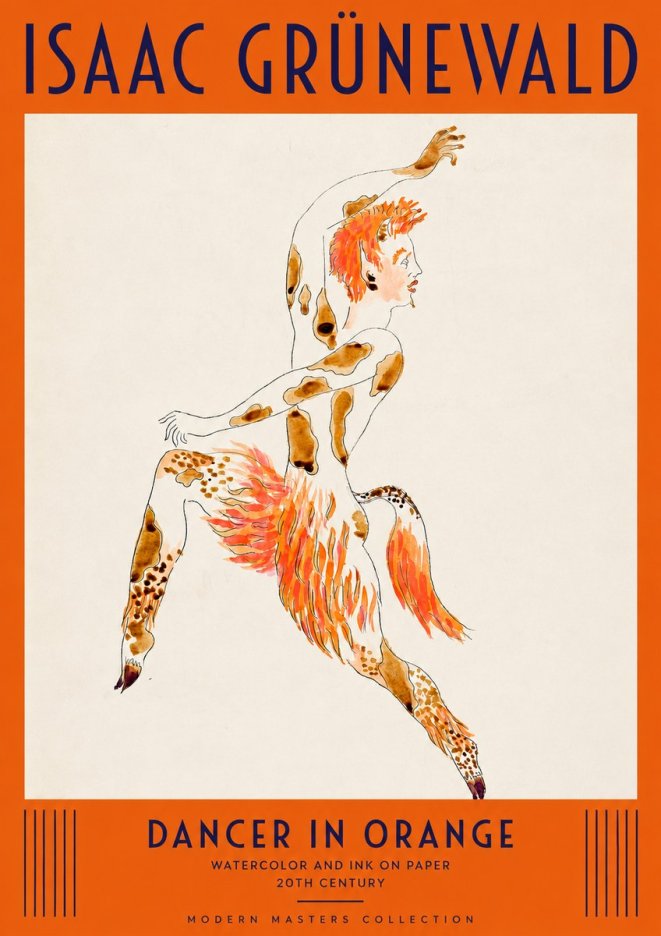 Isaac Grünewald Dancer in Orange No2 - Póster