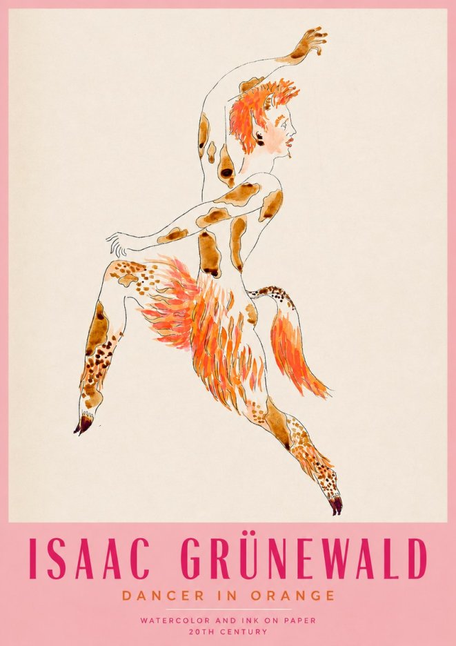 Isaac Grünewald Dancer in Orange No3 - Póster