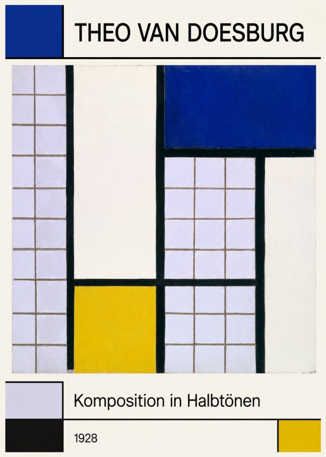 Theo van Doesburg Komposition in Halbtönen No1 - Póster