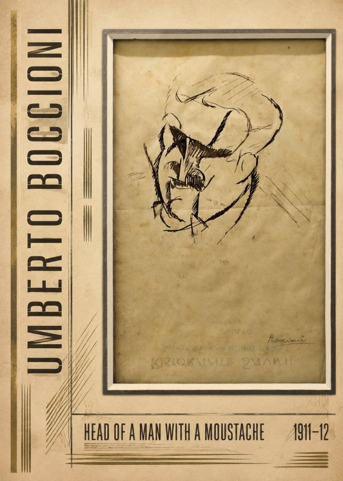 Umberto Boccioni Head of a Man with a Moustache No3 - Póster