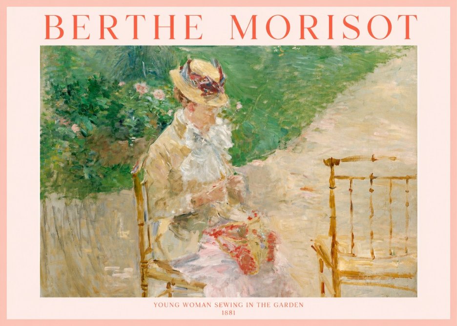Berthe Morisot Young Woman Sewing in the Garden No1 - Póster