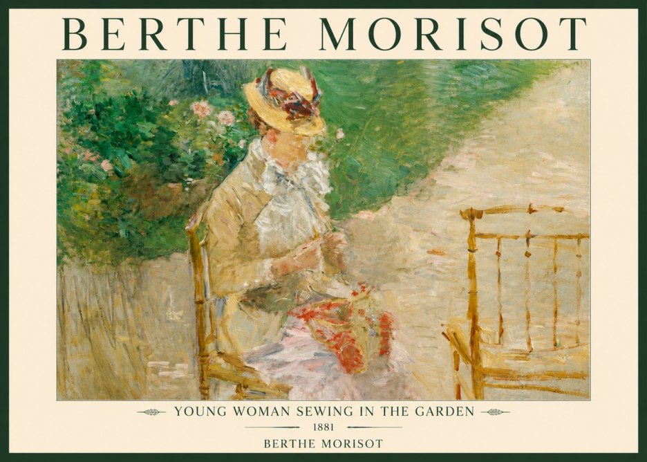 Berthe Morisot Young Woman Sewing in the Garden No2 - Póster