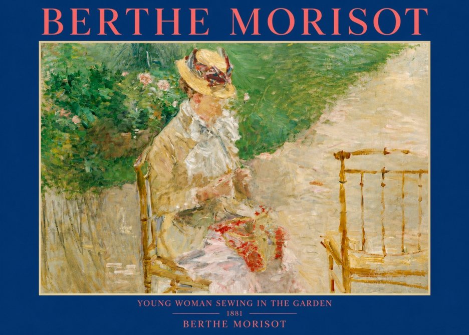 Berthe Morisot Young Woman Sewing in the Garden No3 - Póster