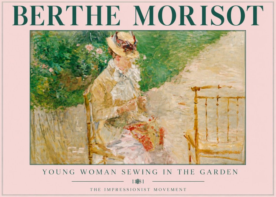 Berthe Morisot Young Woman Sewing in the Garden No5 - Póster