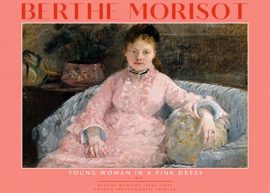 Berthe Morisot Young Woman in a Pink Dress I No2 - Póster